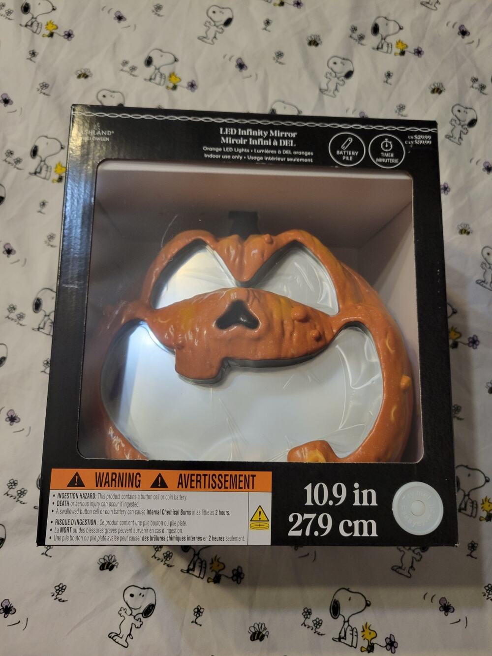 Ashland LED Infinity Mirror Halloween Pumpkin Jack O Lantern Light Up Decor NIB